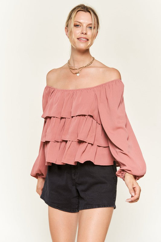 Tiered flounce designed Blouse  Small - XL