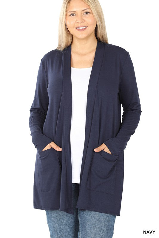 Slouchy Pocket Open Cardigan PLUS