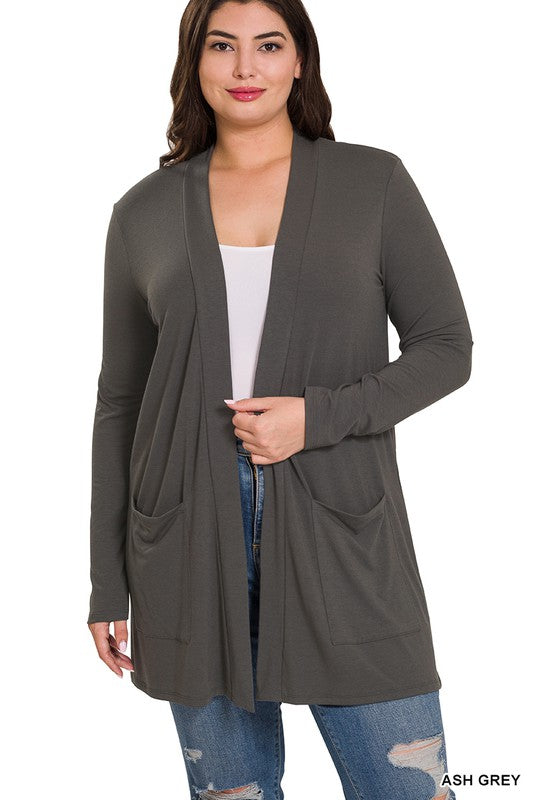 Slouchy Pocket Open Cardigan PLUS