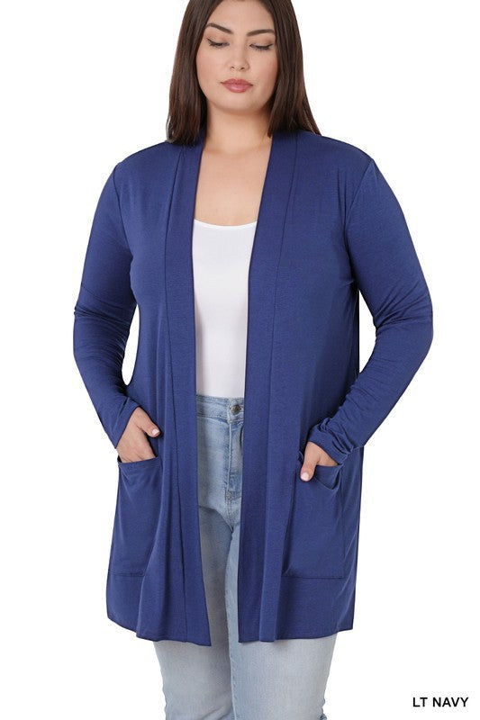 Slouchy Pocket Open Cardigan PLUS