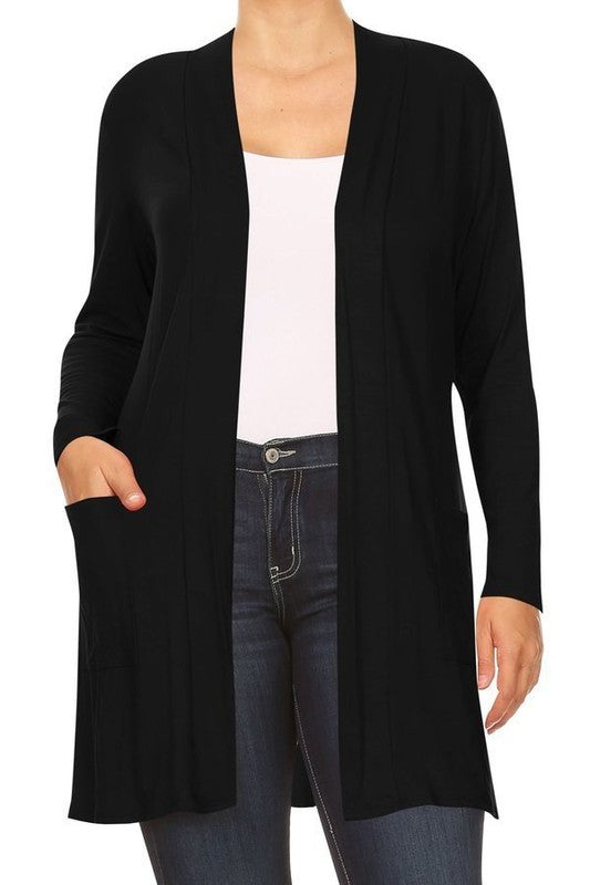 Knee length duster cardigan (PLUS)