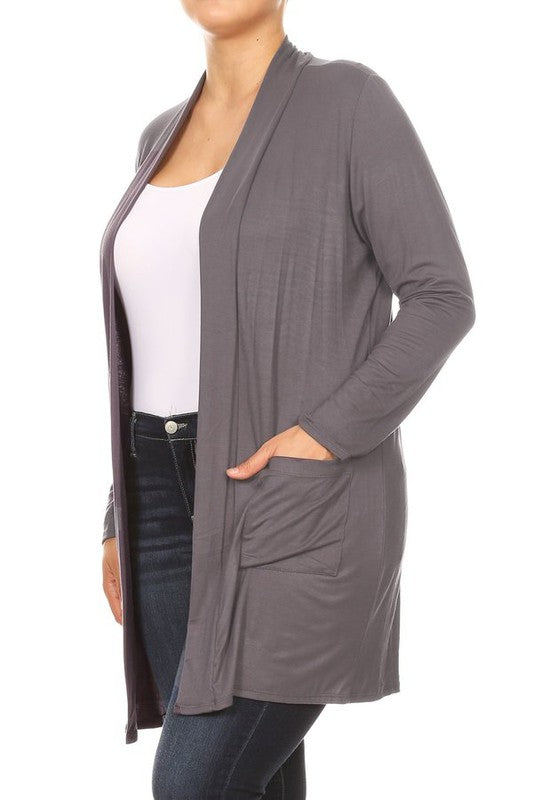 Knee length duster cardigan (PLUS)