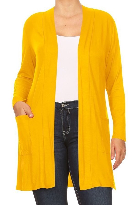 Knee length duster cardigan (PLUS)