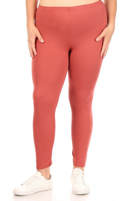 Plus Solid high rise Fitted leggings