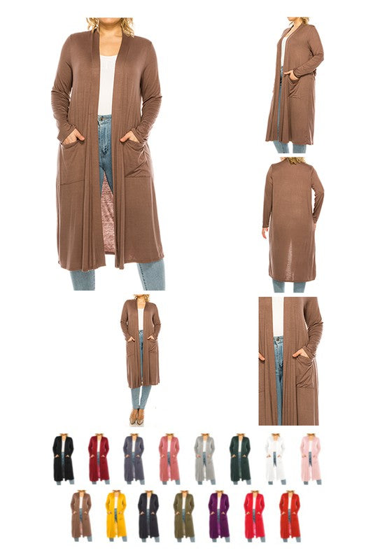 Plus size, solid duster cardigan