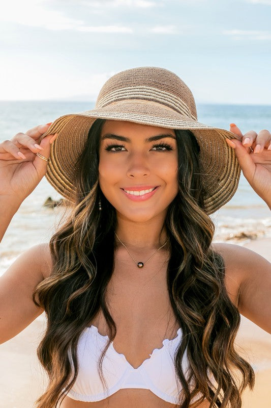 Multi-Stripe Bow Accent Bucket Sunhat