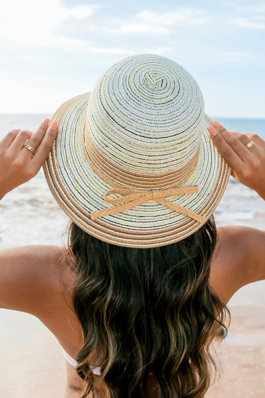 Multi-Stripe Bow Accent Bucket Sunhat