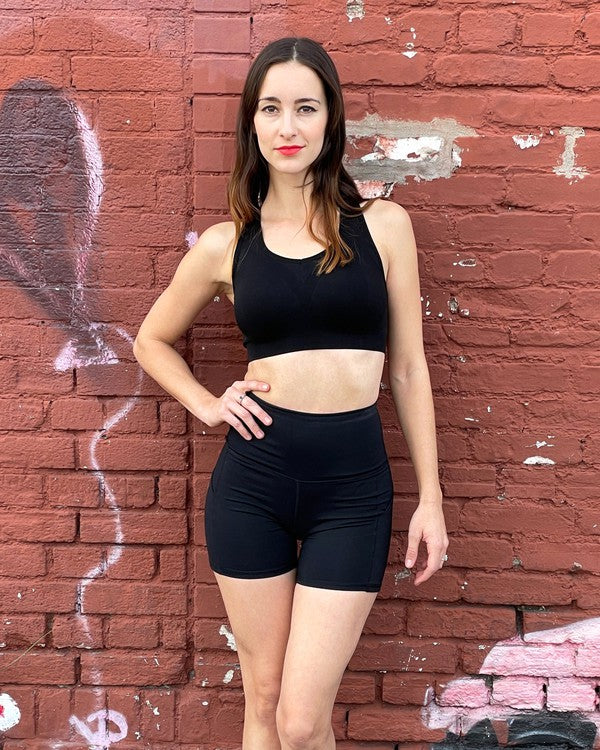 Jolie High Waisted Compression Athletic Shorts With Pockets