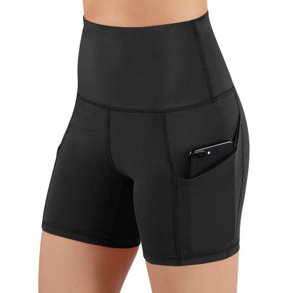 Jolie High Waisted Compression Athletic Shorts With Pockets