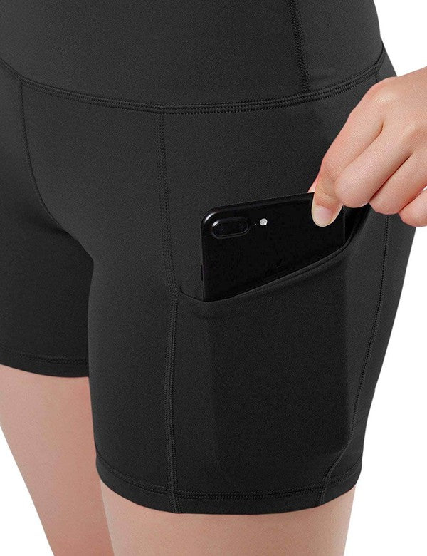 Jolie High Waisted Compression Athletic Shorts With Pockets