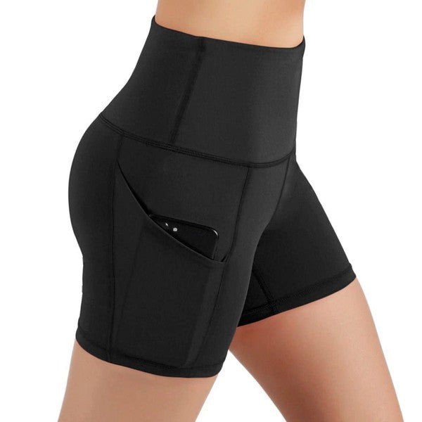 Jolie High Waisted Compression Athletic Shorts With Pockets