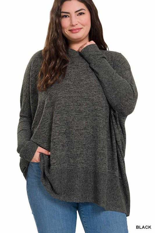 Plus Brushed Melange Hacci Oversized Sweater (PLUS)