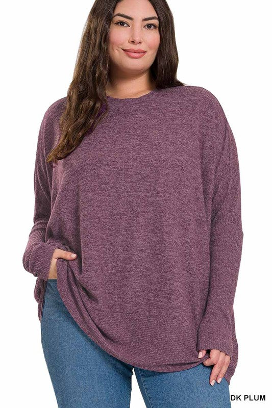 Plus Brushed Melange Hacci Oversized Sweater (PLUS)