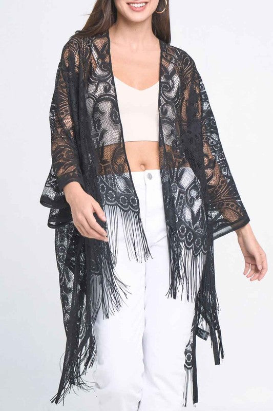 Elegant Lace Fringed Kimono