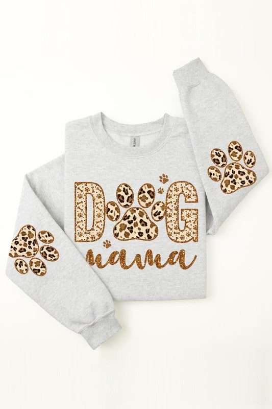 Dog Mama Elbow Printed Graphic Fleece Sweatshirts PLUS