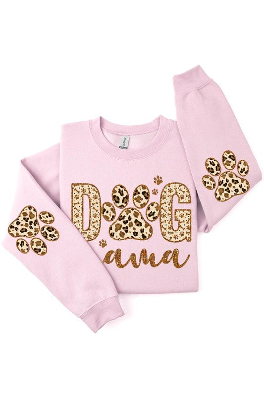 Dog Mama Elbow Printed Graphic Fleece Sweatshirts PLUS