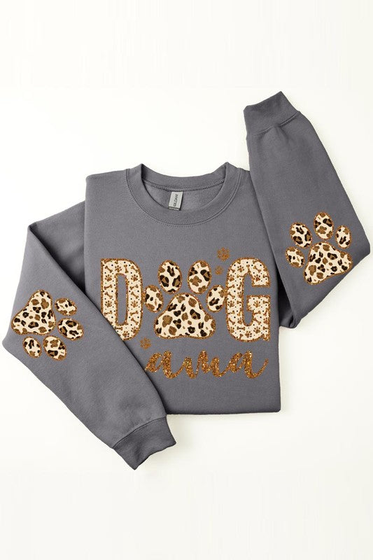 Dog Mama Elbow Printed Graphic Fleece Sweatshirts PLUS