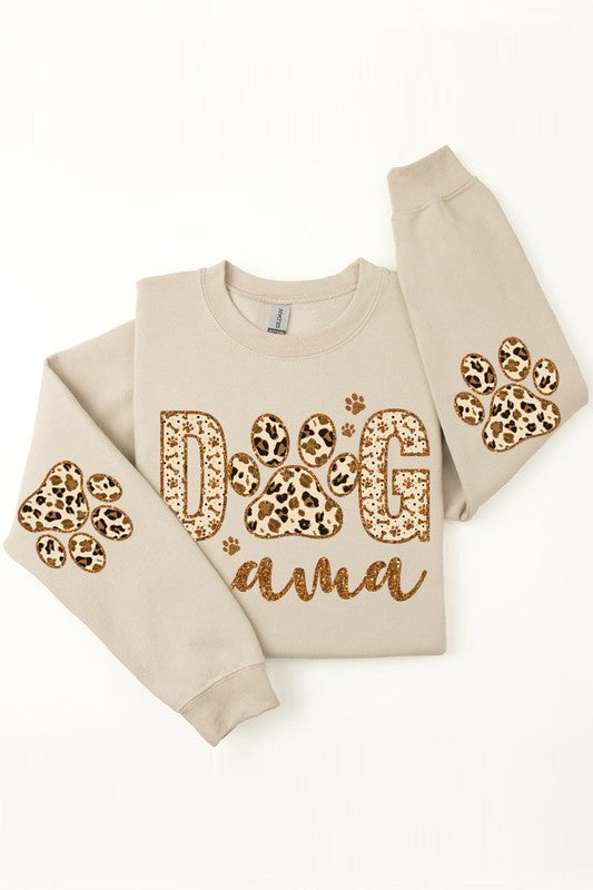 Dog Mama Elbow Printed Graphic Fleece Sweatshirts PLUS