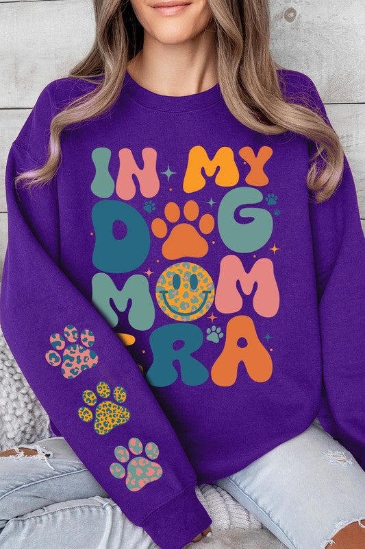 My Dog Mom Era Sleeve Graphic Fleece Sweatshirts.