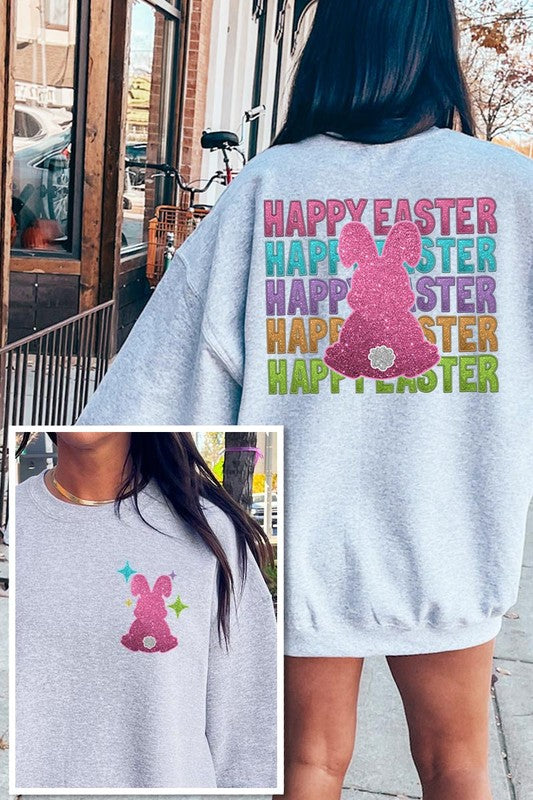 Easter Bunny Front Back Graphic Fleece Sweatshirts