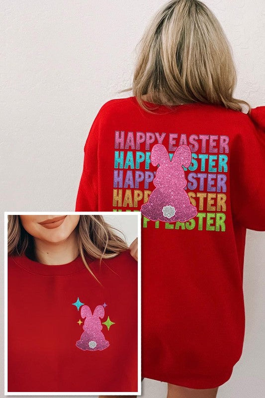 Easter Bunny Front Back Graphic Fleece Sweatshirts