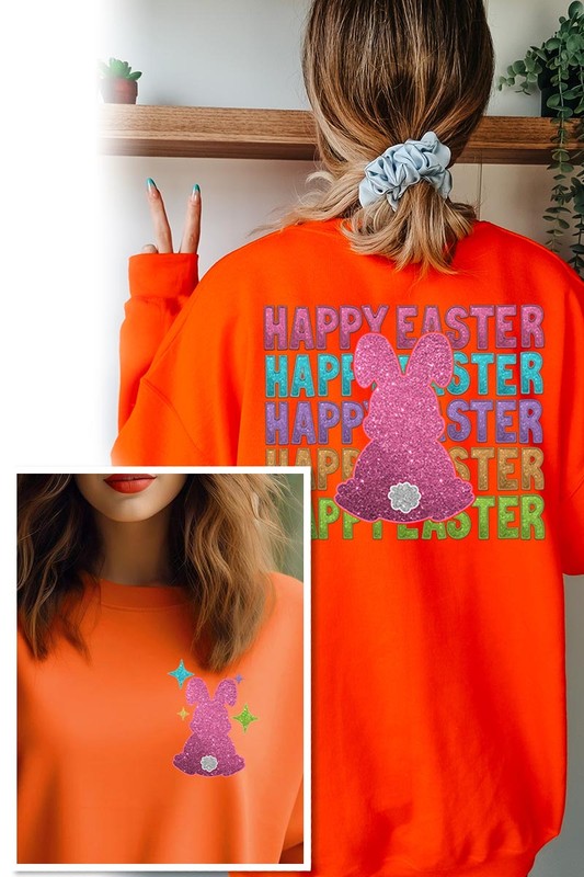 Easter Bunny Front Back Graphic Fleece Sweatshirts