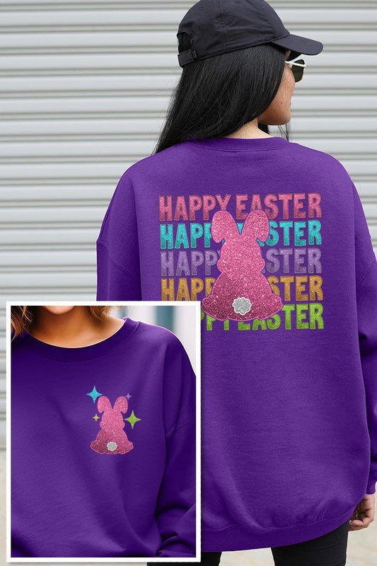 Easter Bunny Front Back Graphic Fleece Sweatshirts