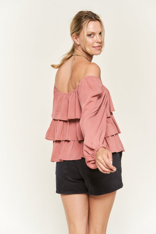 Tiered flounce designed Blouse XL - 3X