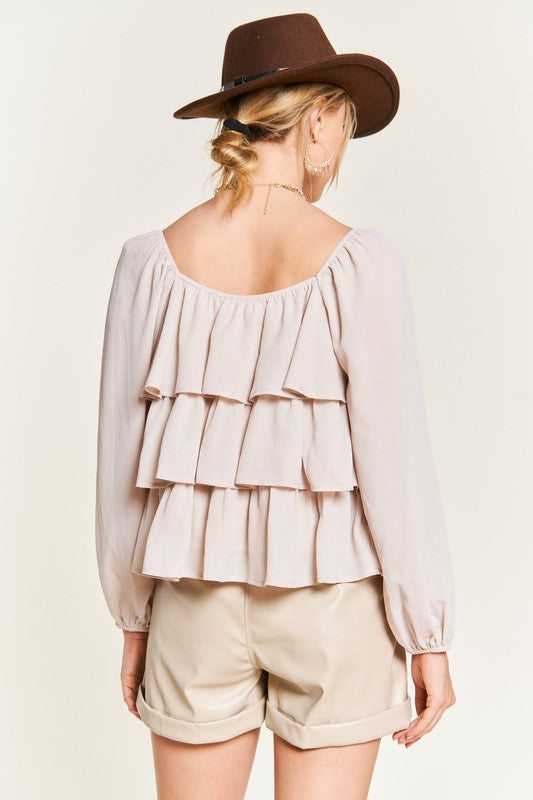 Tiered flounce designed Blouse XL - 3X