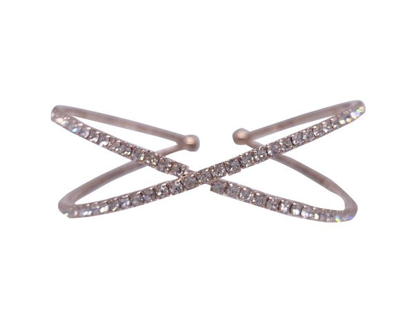 LUXURY CROSSED ADJUSTABLE RHINESTONE BRACELET