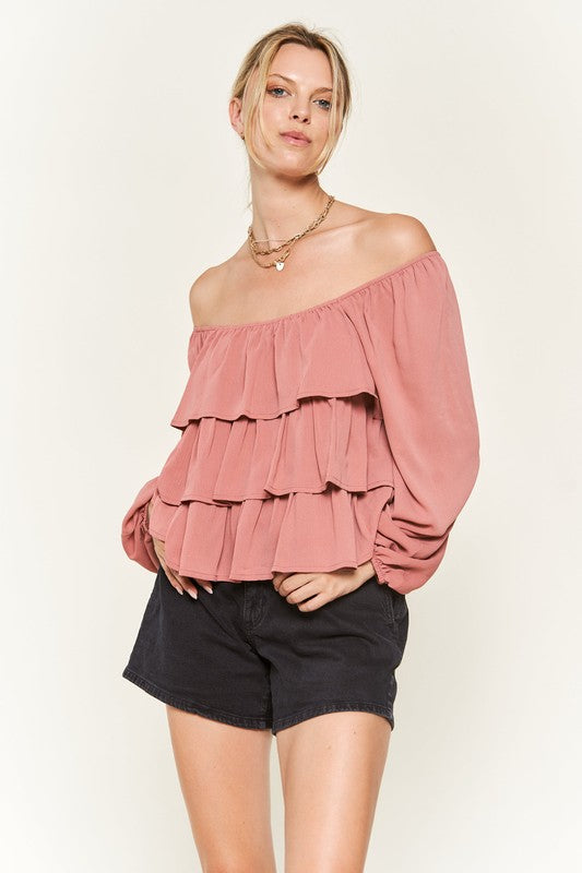 Tiered flounce designed Blouse  Small - XL