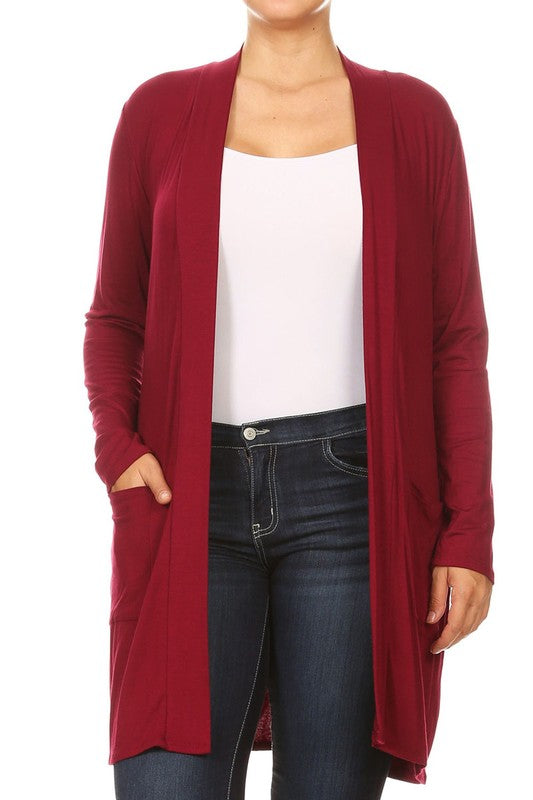 Knee length duster cardigan (PLUS)