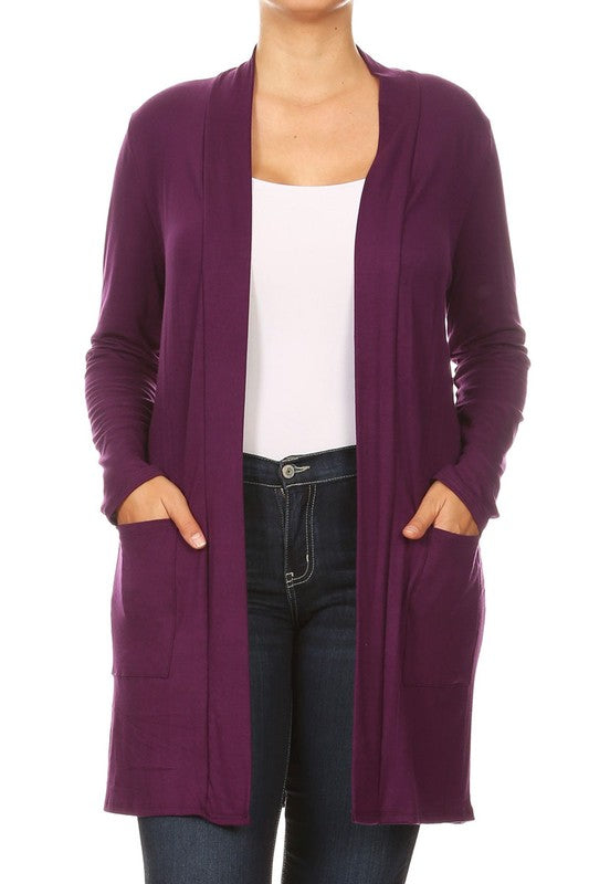 Knee length duster cardigan (PLUS)