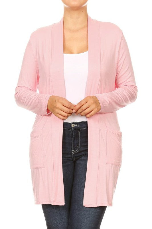 Knee length duster cardigan (PLUS)