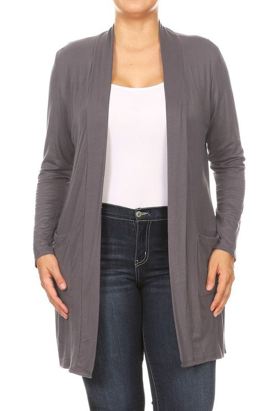 Knee length duster cardigan (PLUS)