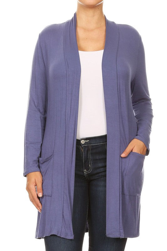 Knee length duster cardigan (PLUS)