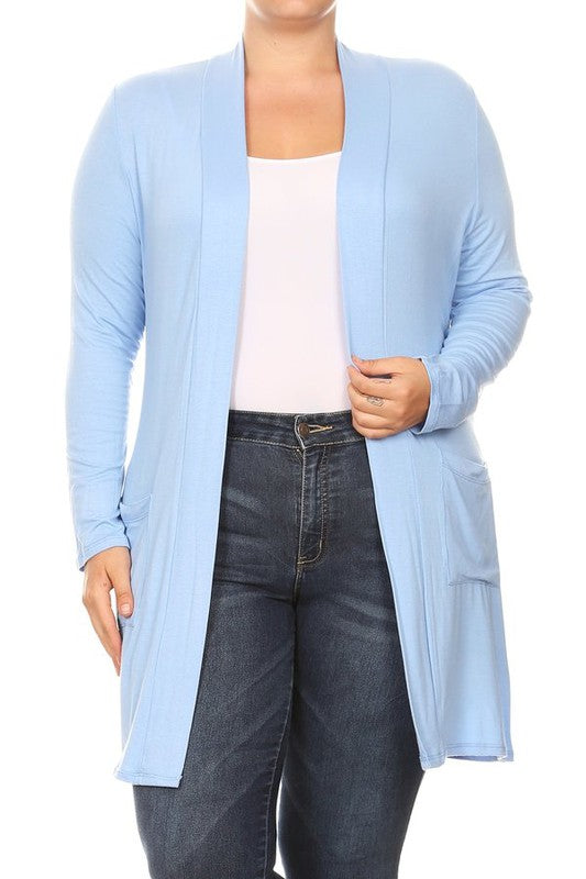 Knee length duster cardigan (PLUS)