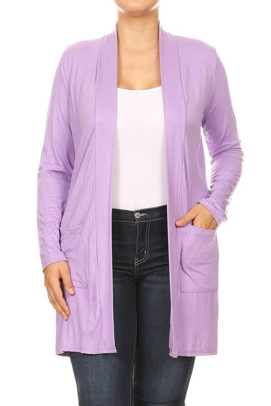 Knee length duster cardigan (PLUS)