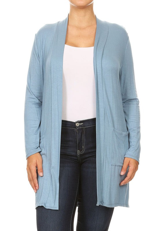 Knee length duster cardigan (PLUS)