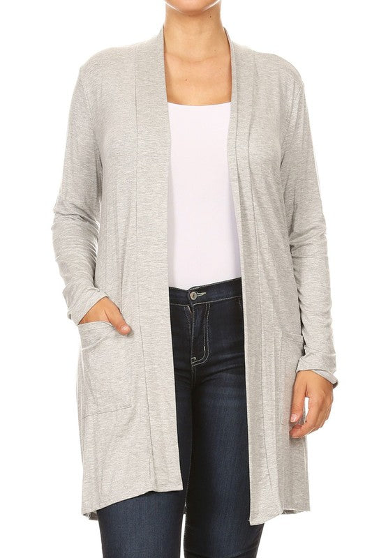 Knee length duster cardigan (PLUS)