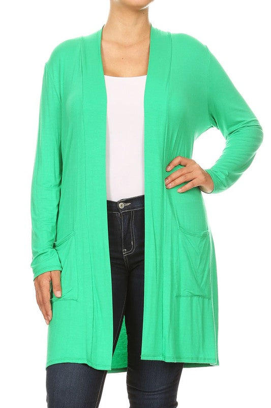 Knee length duster cardigan (PLUS)