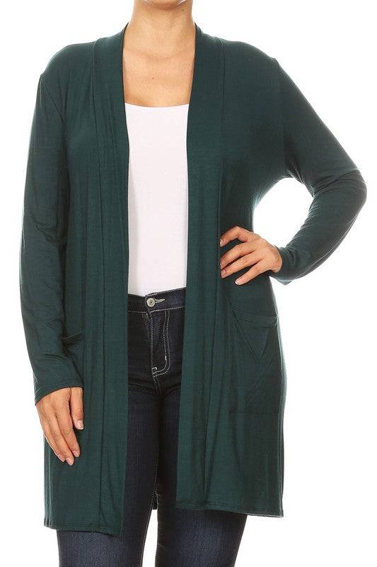 Knee length duster cardigan (PLUS)