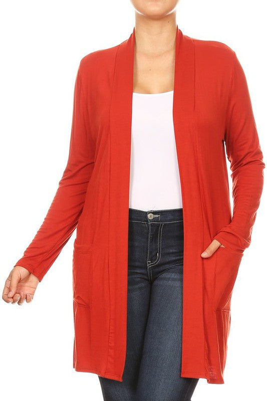 Knee length duster cardigan (PLUS)