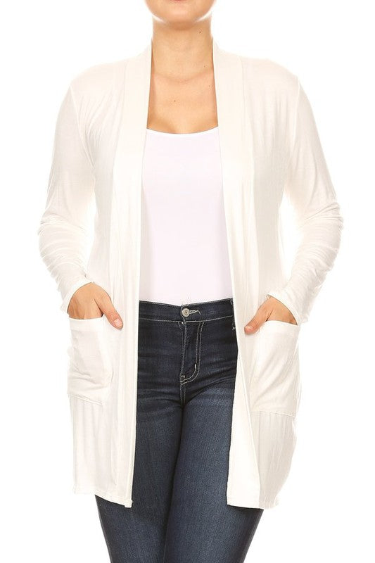 Knee length duster cardigan (PLUS)